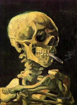  Vincent Oil Painting - Skull with Burning Cigarette Vincent van Gogh